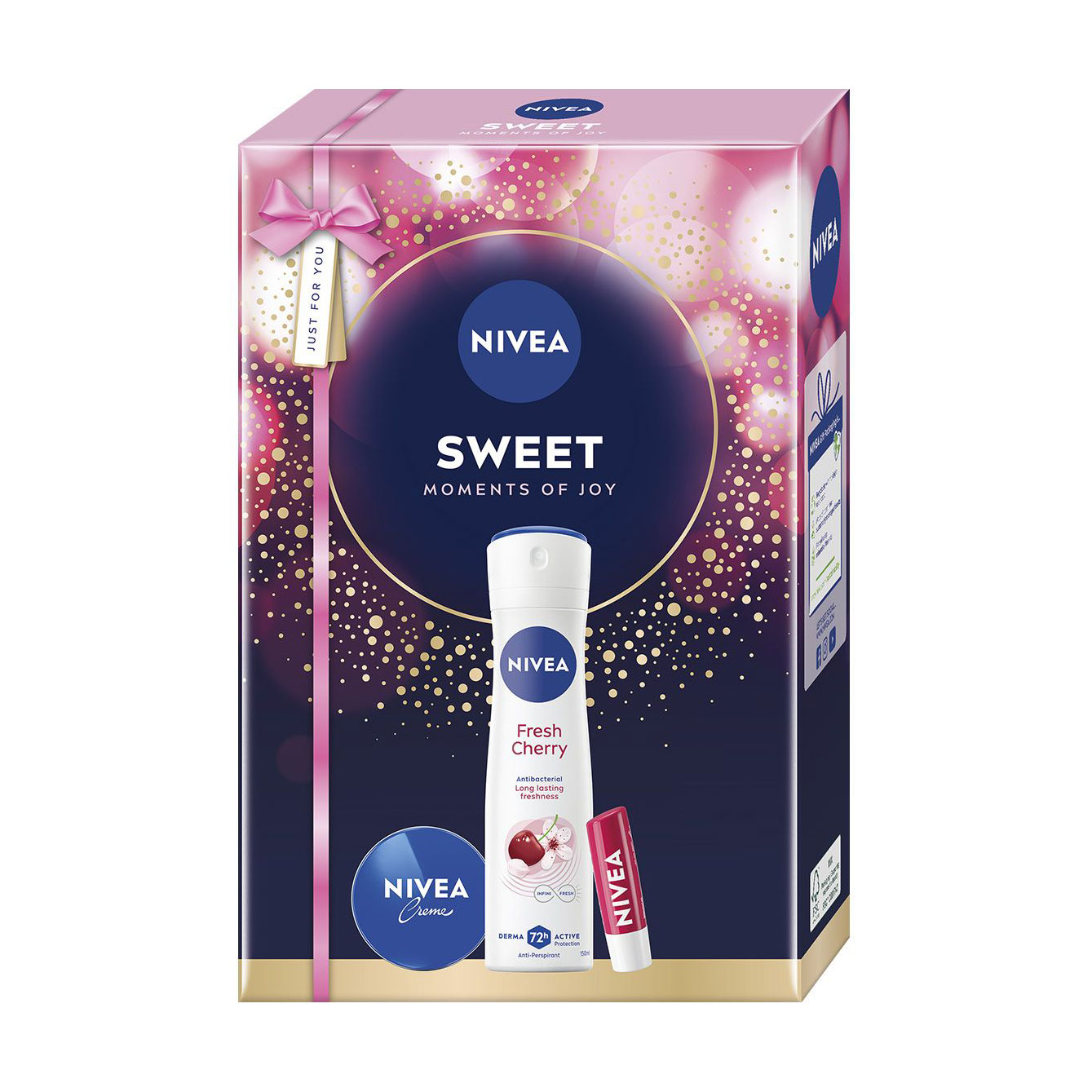 Подарунковий набір NIVEA Sweet (антиперспірант, 150 мл + бальзам для губ, 4.8 г + крем універсальний, 30 мл)